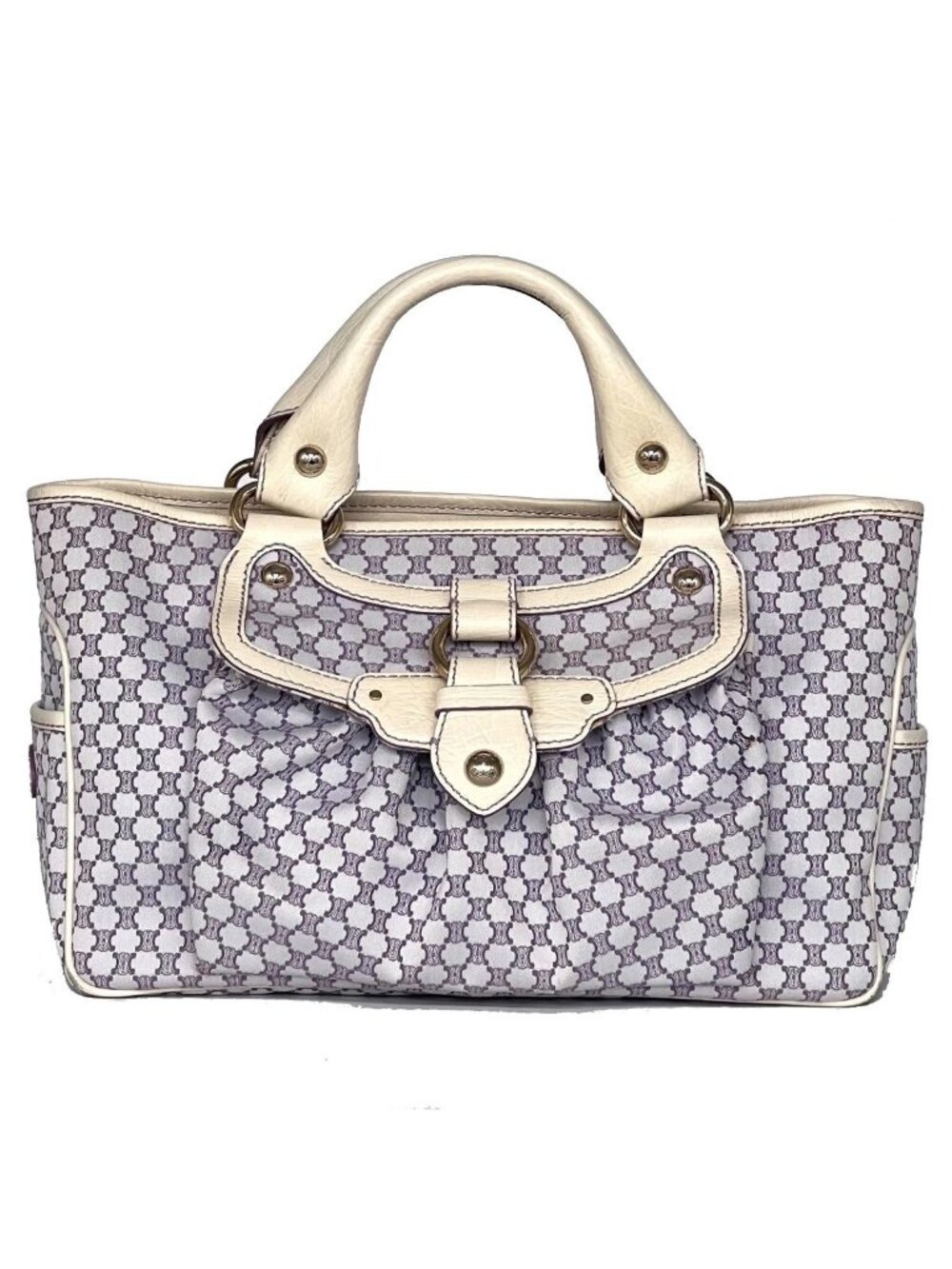 Celine Handbag Macadam Pattern Purple White